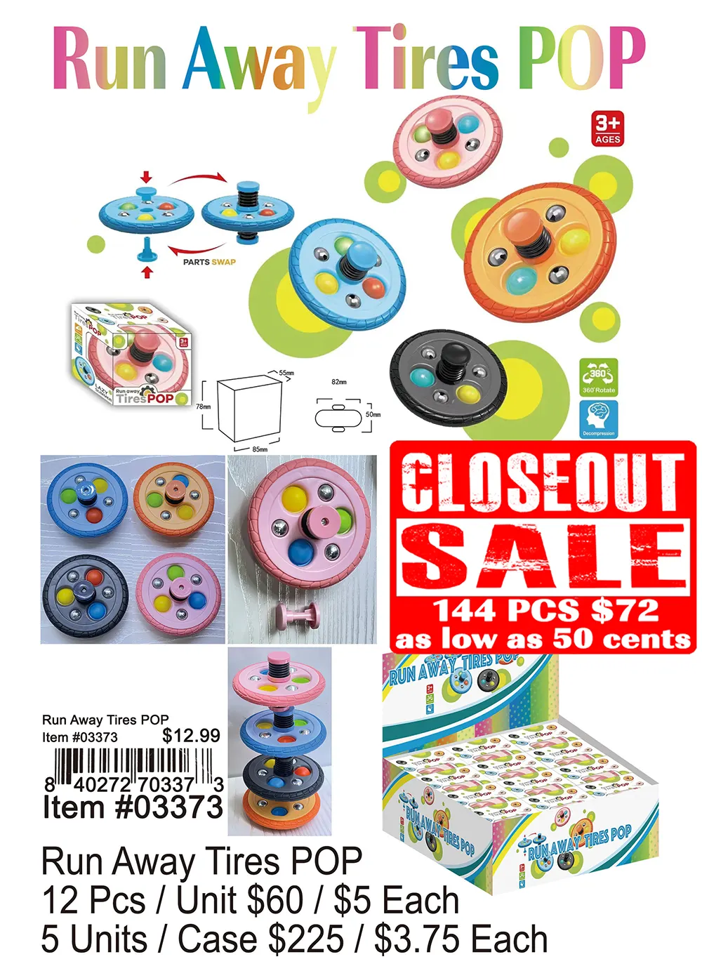 Run Away Tires POP - Closeout 144 Pcs.